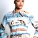 Vintage 70s mod sailor print boyfriend dress shirt blouse button up
