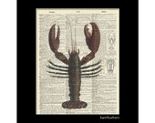 Lobster Dictionary Art - Vintage Dictionary Art Print - Book Page Art Print - Home Decor No. P69