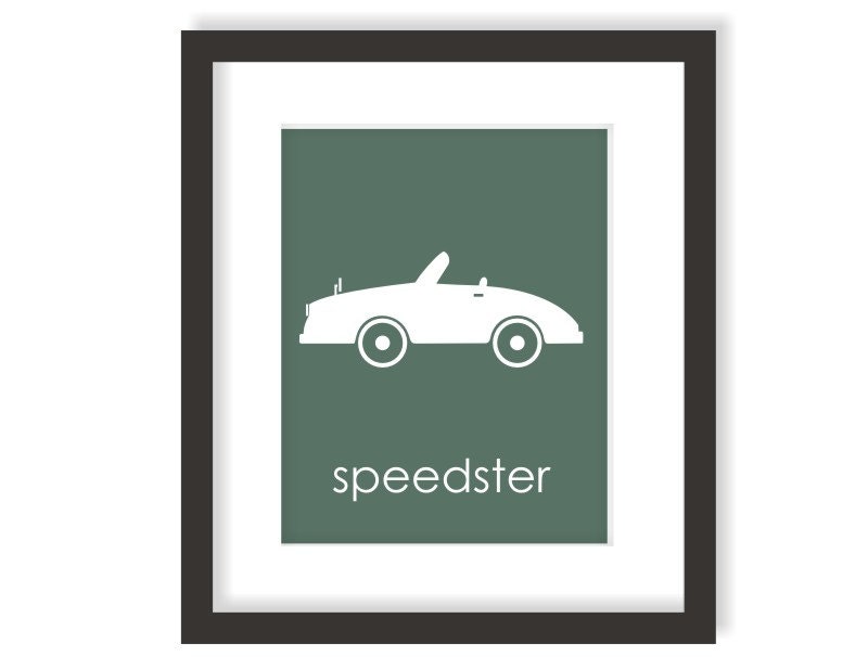 Vintage Speedster Car Nursery Art Print, Personalized Custom Modern Nursery Decor, Transportation Nursery - 8x10 Print