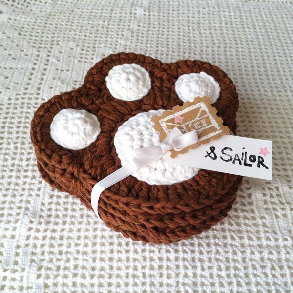 Brown Bear Paw Coaster, set of four