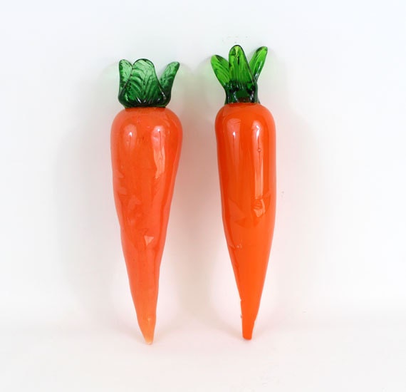 Hand-Made Glass Carrots, Art Glass Carrots, Glass Vegetables