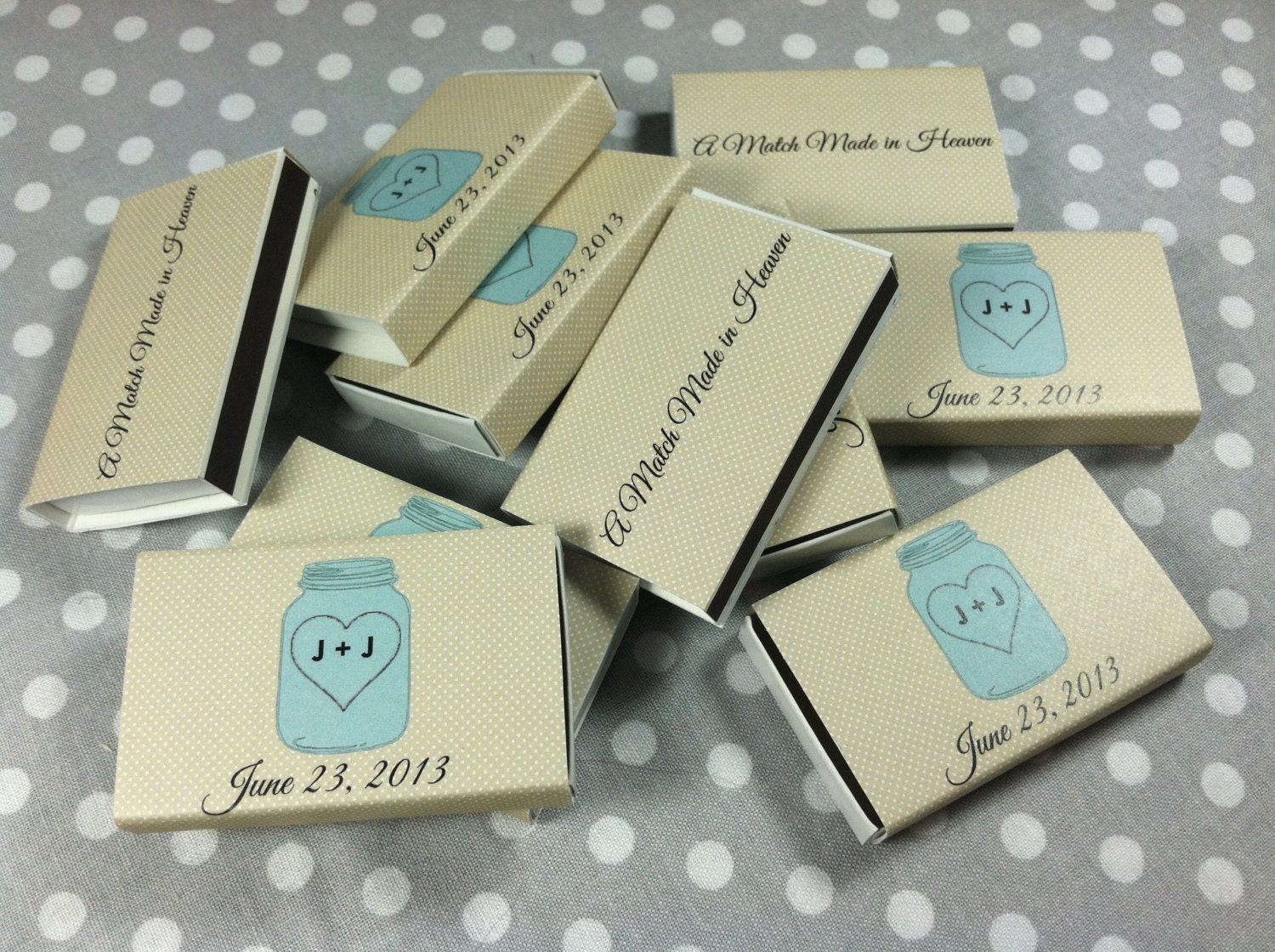 Personalized Color Matchbox Favor - 50 Custom Match Boxes - Wedding, Party Favors, Jar, Monogram, Chevron (Matches NOT Included)
