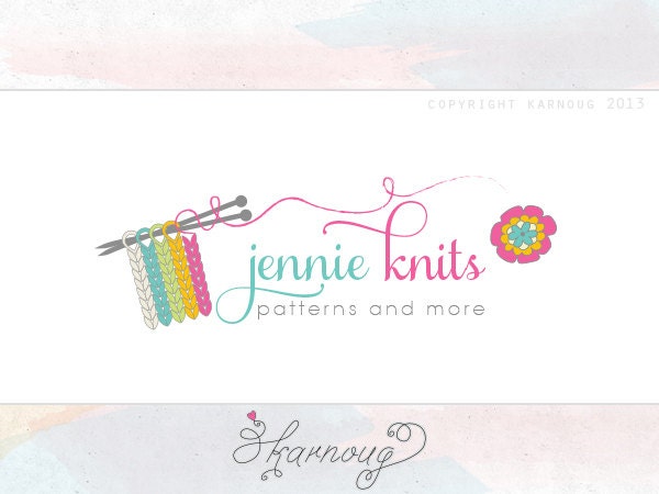 One of a kind, Custom, Premade, Knitting, Boutique Logo Design, hand drawn