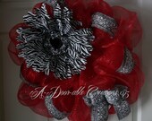 Large Zebra Print Daisy...Deco Mesh Wreath