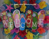 10.00 OFF..Use Coupon Code..WELCOME..Flip Flops..Deco Mesh Wreath