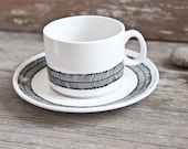 Unique wedding gift, weddings, Hand-painted cup & saucer, set "somewhat angular", black and white