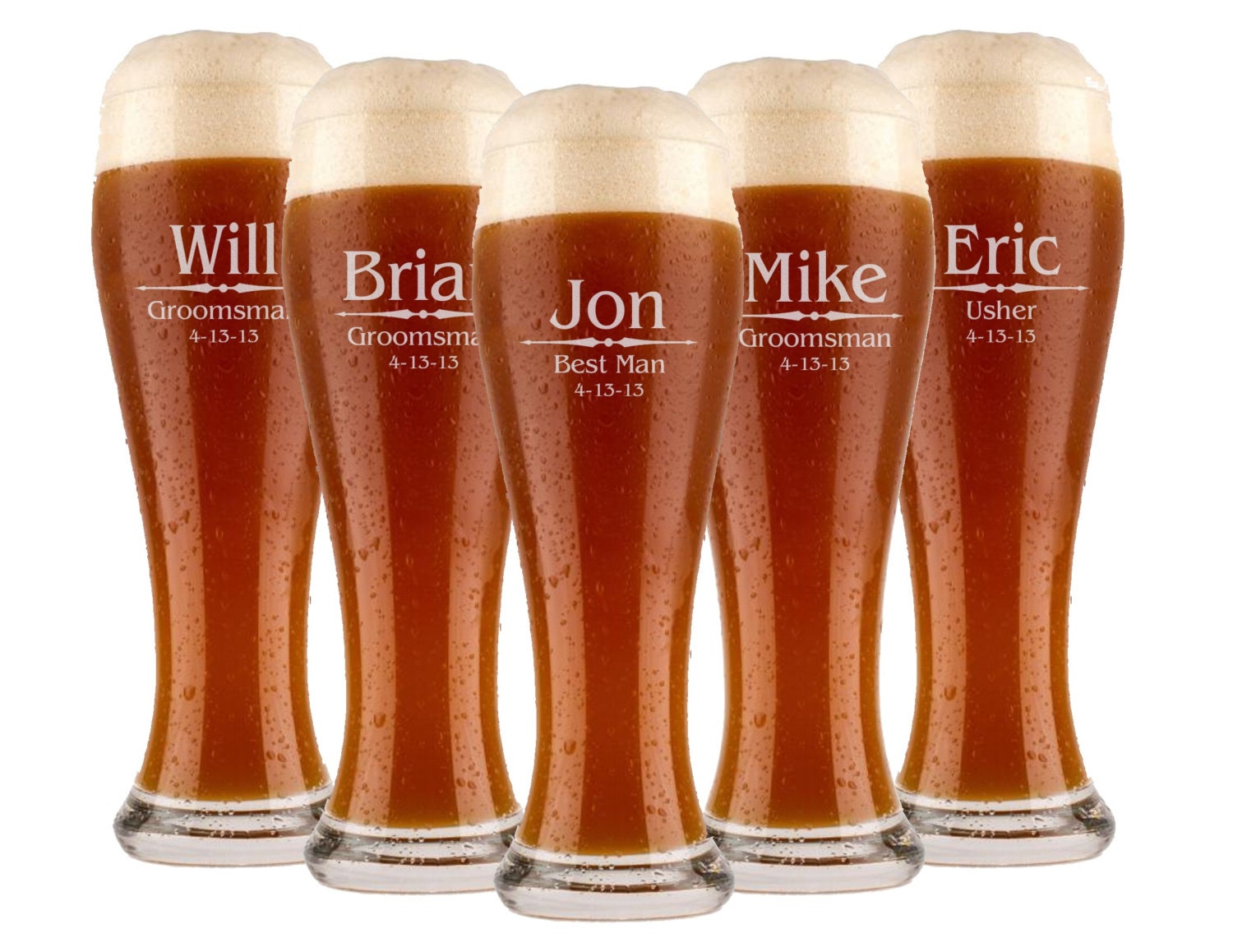 Personalized Groomsmen Gifts, Beer Glasses, Wedding Toasting Glasses, Pint Glasses, 2 Custom Beer Mugs, Gifts for Groomsmen, 16oz Glassware