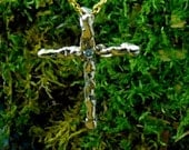 Water Cast Abstract Cross Pendant 14 kt Gold with 3 pt Diamond One of a Kind