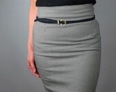 Real Leather Waist Belt - Pastel Matt Pigskin / Hogskin - Copper Buckle - Black Narrow - Women - Handmade