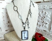 UPLIFT, BLACK, 28" Specialty Necklace, Soldered Pendant (Med), 3 Key Charms, Double-Sided, Both Sides Shown