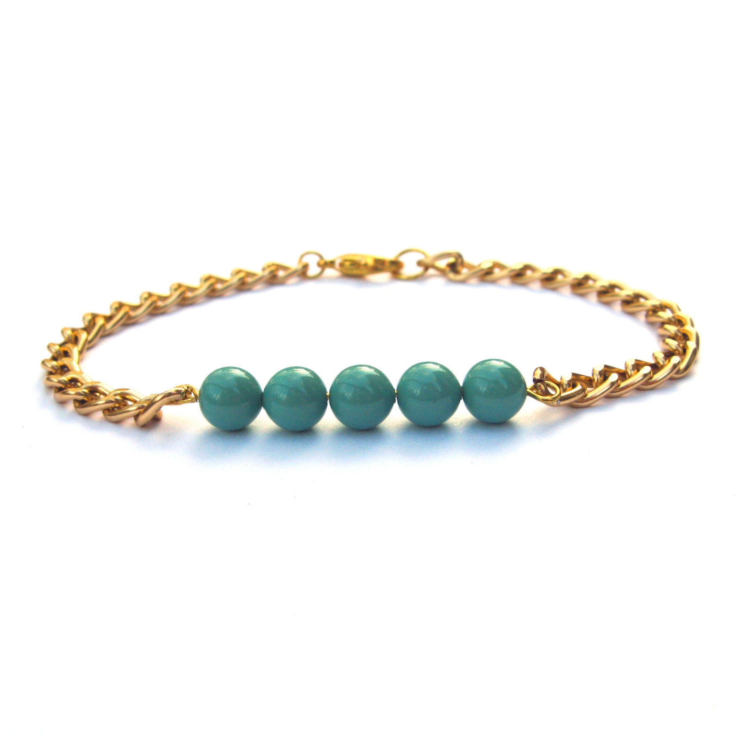 Spencer Arm Candy Jade Green Pearl Bracelet Swarovski Elements Crystal Pearl Delicate Bead Bracelet Petite Gold Chain Bracelet Arm Candy