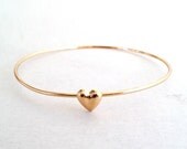 Heart Jewellery Dainty Gold Bangle Bracelet in Minimalist Style