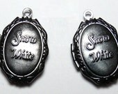 2 Snow White Lockets, Darkend Silver Tone Locket, Fairy tale Charms, Craft Supplies, UK seller