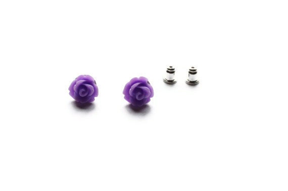 Rose Earrings Studs. Flower Earrings. Resin Rose Earrings. Bridesmaid Jewelry. Wedding Jewelry.