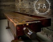 Vintage Industrial Repurposed Woodworker Work Bench Coffee Table