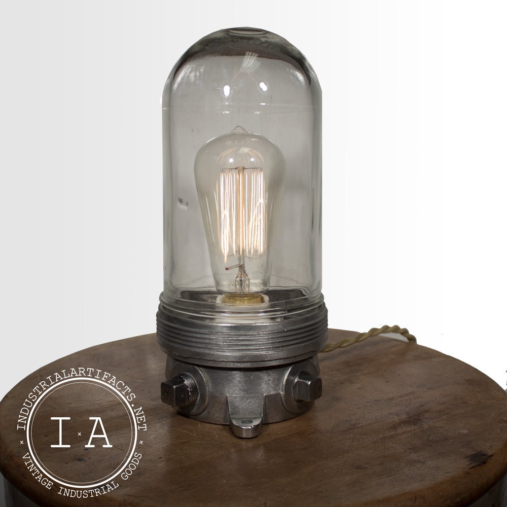 Vintage Industrial Stonco Explosion Proof Desk Lamp Steampunk Decor Table Glass Dome