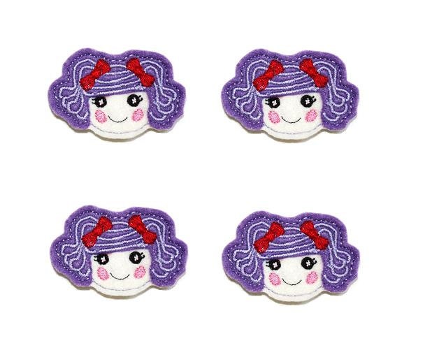 Doll face red bow applique embellishment felties hair bow center (4)