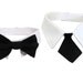 Extra small dog/cat pointed shirt collar w/ black necktie/bowtie