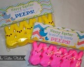 16 Easter Favor Bags and Toppers - Peeps - Chevron