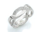 Palladium Diamond Eternity Wedding band. Intertwine ring. Vintage style. Millegrain. Engagement ring. US5