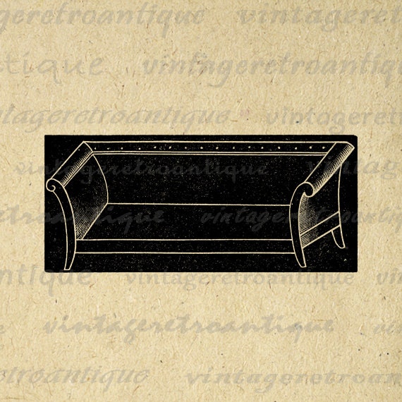 Retro Couch Illustration Graphic Image Download Furniture Printable Digital Antique Clip Art for Transfers Printing etc HQ 300dpi No.2835