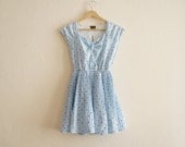 Blue Polka Dots Dress / 1960s Vintage Dress / Mini Dress