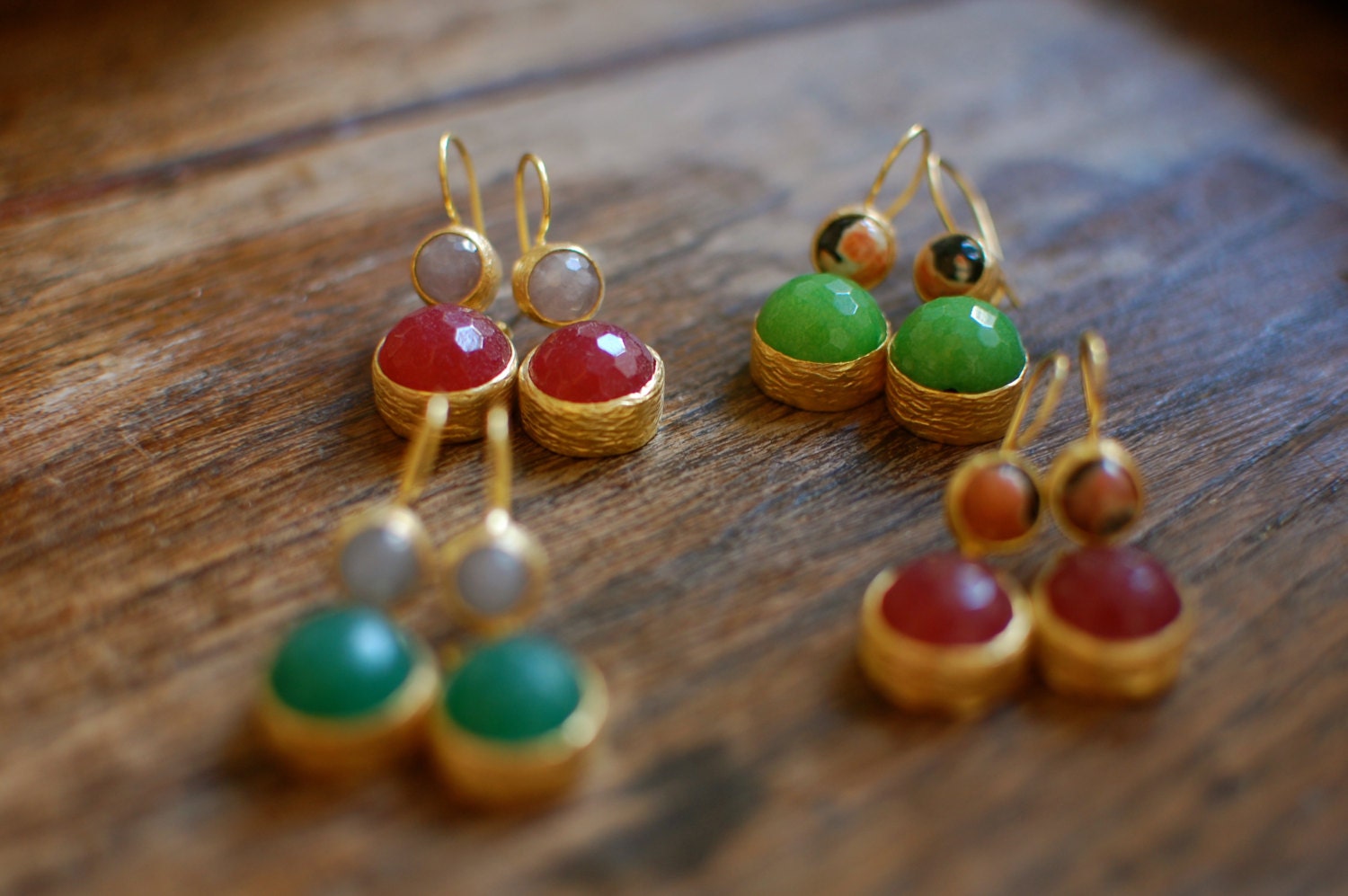 ON SALE FROM 50 Handmade Gold Plated Bohemian Crystal Stone Birthstone earrings