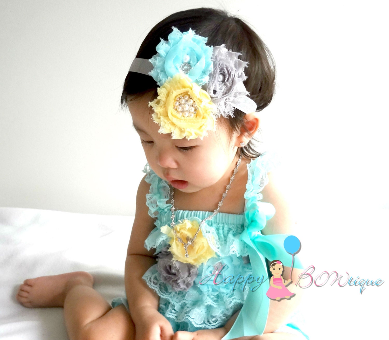 baby lace romper, 3pcs Light Aqua Lace Petti Romper set, Romper sash set, Spring outfit, Birthday outfit, baby outfit, baby girls clothing