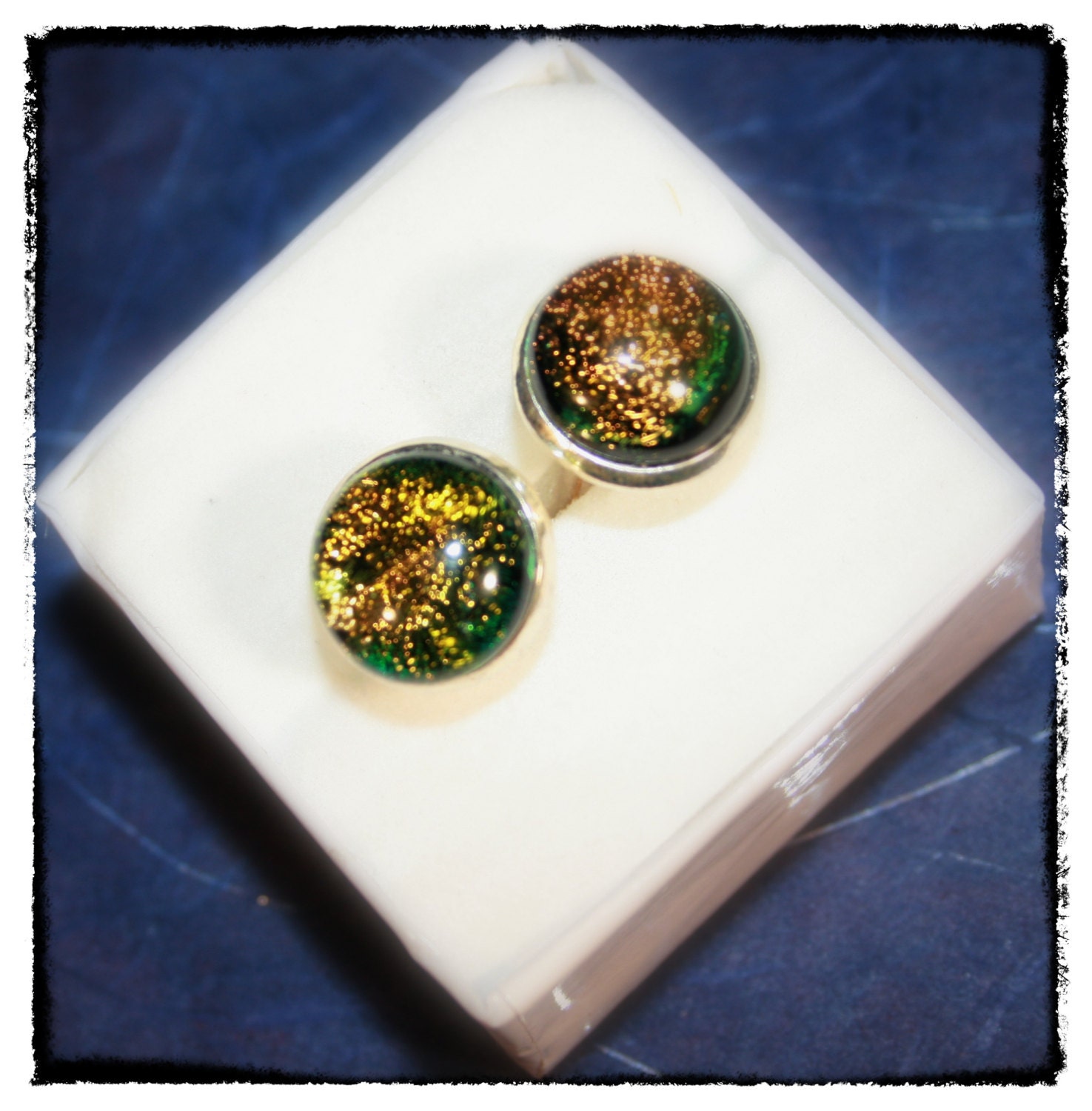 You've Never Seen Anything Like These Rich Golden Dichroic Glass Cuff Links Before