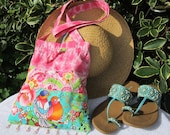 Handbag Tote Book Beach Sewing Ballerina Bag Handmade Floral Beaded Love Birds