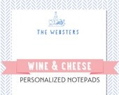 Wine and Cheese Hostess Gift - Custom Notepad - Preppy Personalized Notepad by AdorePrep (Set of 2)