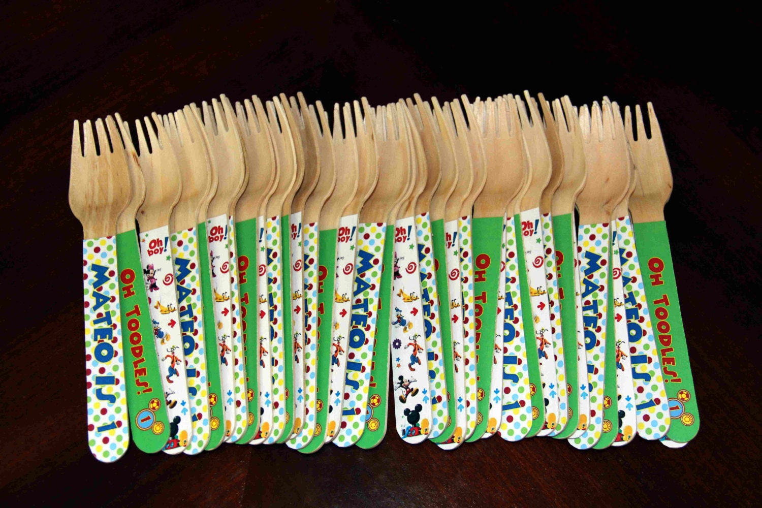 24 Wooden Forks or Spoons- Mickey Mouse Clubhouse Il_170x135