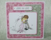 wedding card, handcrafted, pink, blank, romantic wedding card, bride & groom