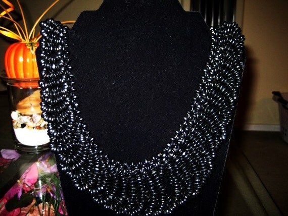 Black Multi Layer Bead Necklace