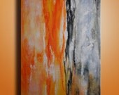 Original Abstract Painting on Canvas  Contemporary Modern Art Orange Gray painting  Wall Hanging wall decor