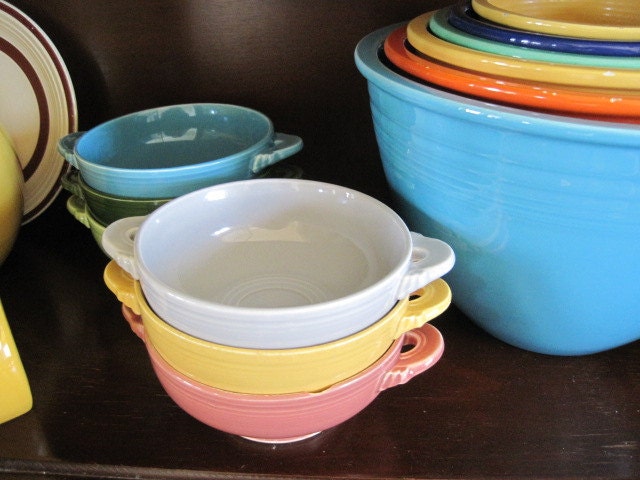 VINTAGE Fiestaware Cream Soup bowls  SALE now 20 dollars for the set of 3