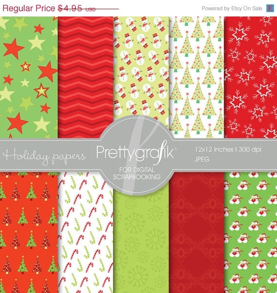 60% OFF Save big Christmas digital scrapbook papers, scrapbook pages, digital paper pack, commercial use - PGPSPK558 Il_170x135