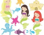 40% OFF Mermaid clipart commercial use, vector graphics, digital clip art, digital images, instant download - PGCLPK458