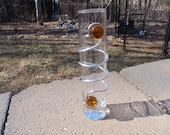 Tall Glass Bud Vase Wire and Amber Topaz Glass Beads