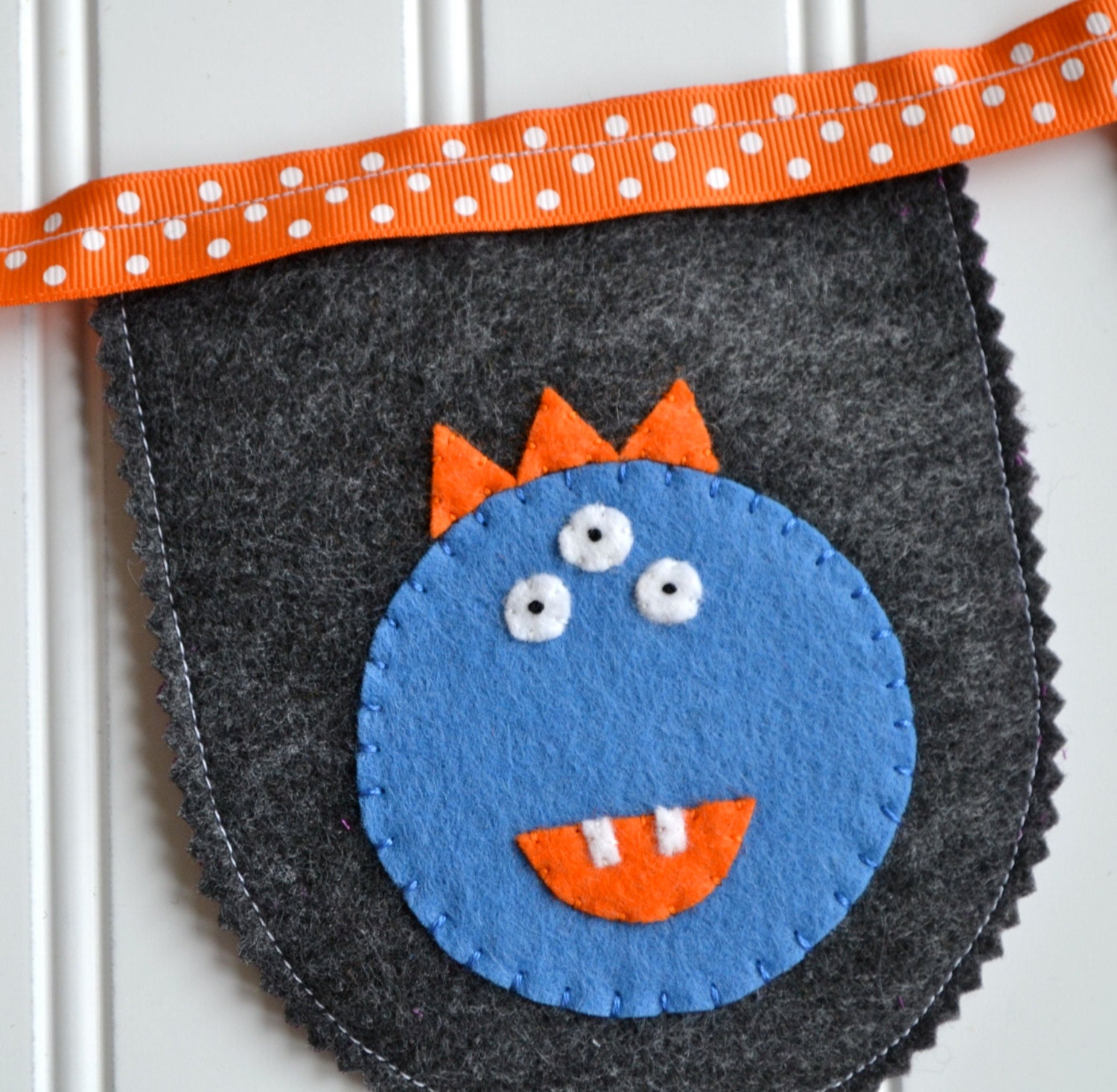 Monster Party Banner / Bunting / Garland - Wool Felt Monster Bunting