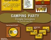 Camping Party Printable Decoration Pack Personalized, Custom in PDF Format Il_170x135