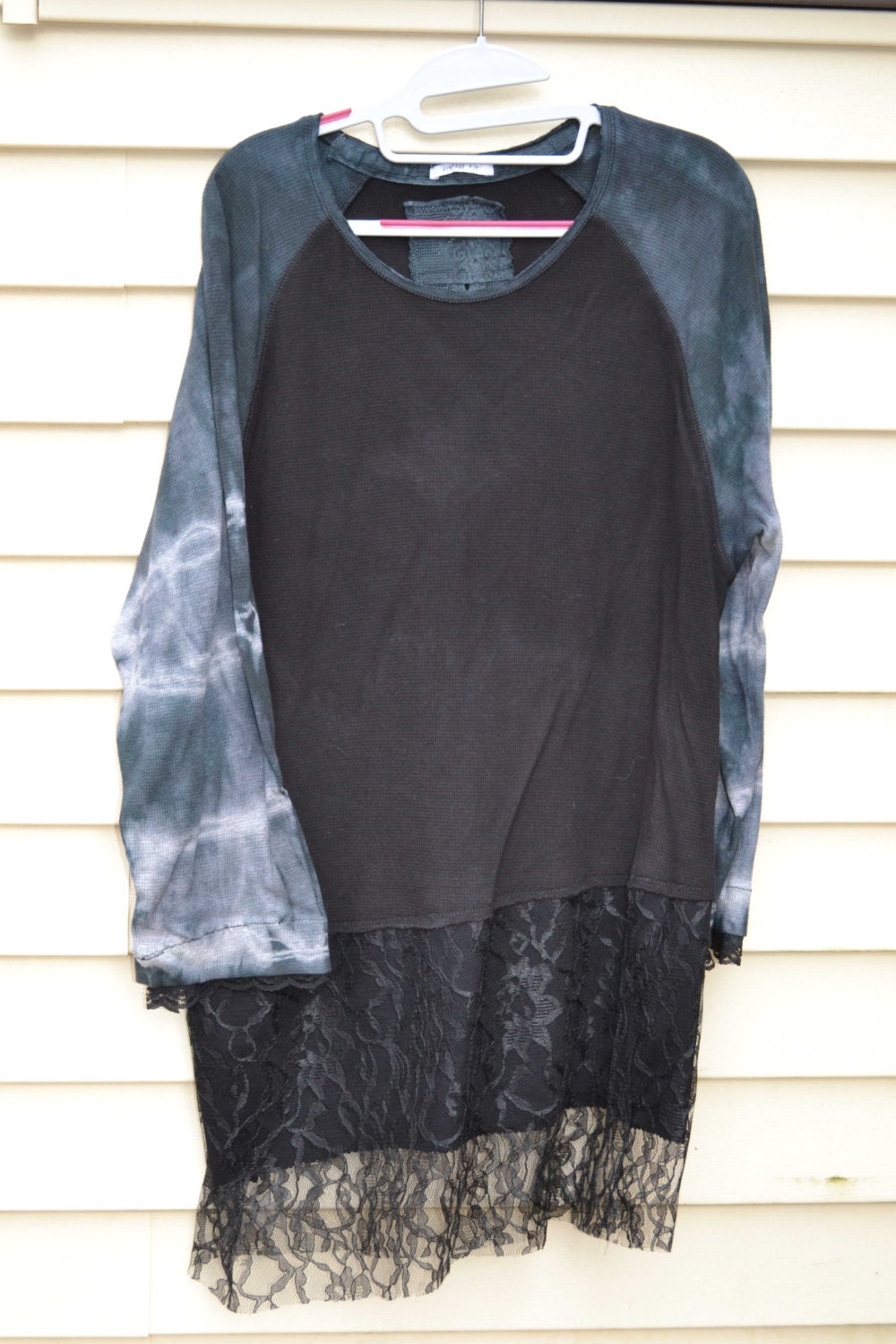 Tunic Top Shirt Blouse Dress/Orange Tag- Grey Dance / Hand-dyed / Tunic-Dress / Large / One of a kind by SemX