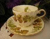 VIntage Aynsley Autumn Leaves Cup and Saucer Fine Bone China Made in England.