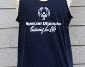 Special Olympics men's tank top shirt Training for Life size Large navy blue
