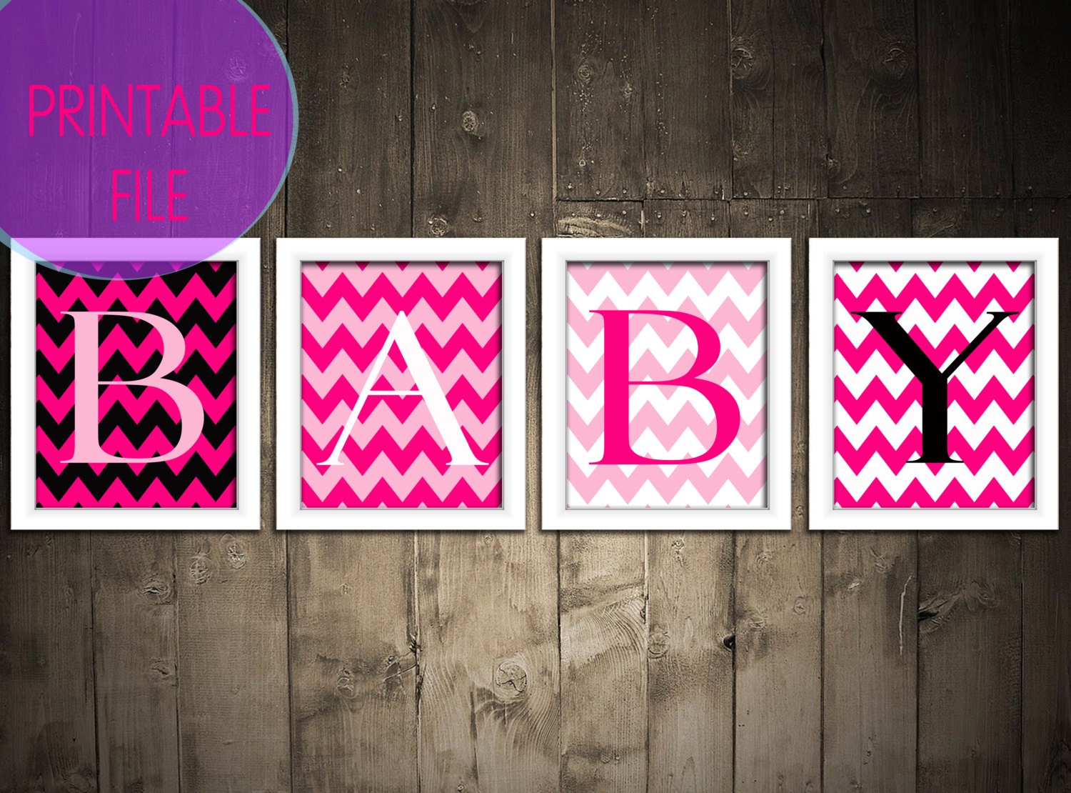 Printable. 4 Chevron Modern Graphic Nursery Art Prints. Child's Bedroom or Bathroom Art. Nursery or Child's Room. Baby Shower Gift. New Baby