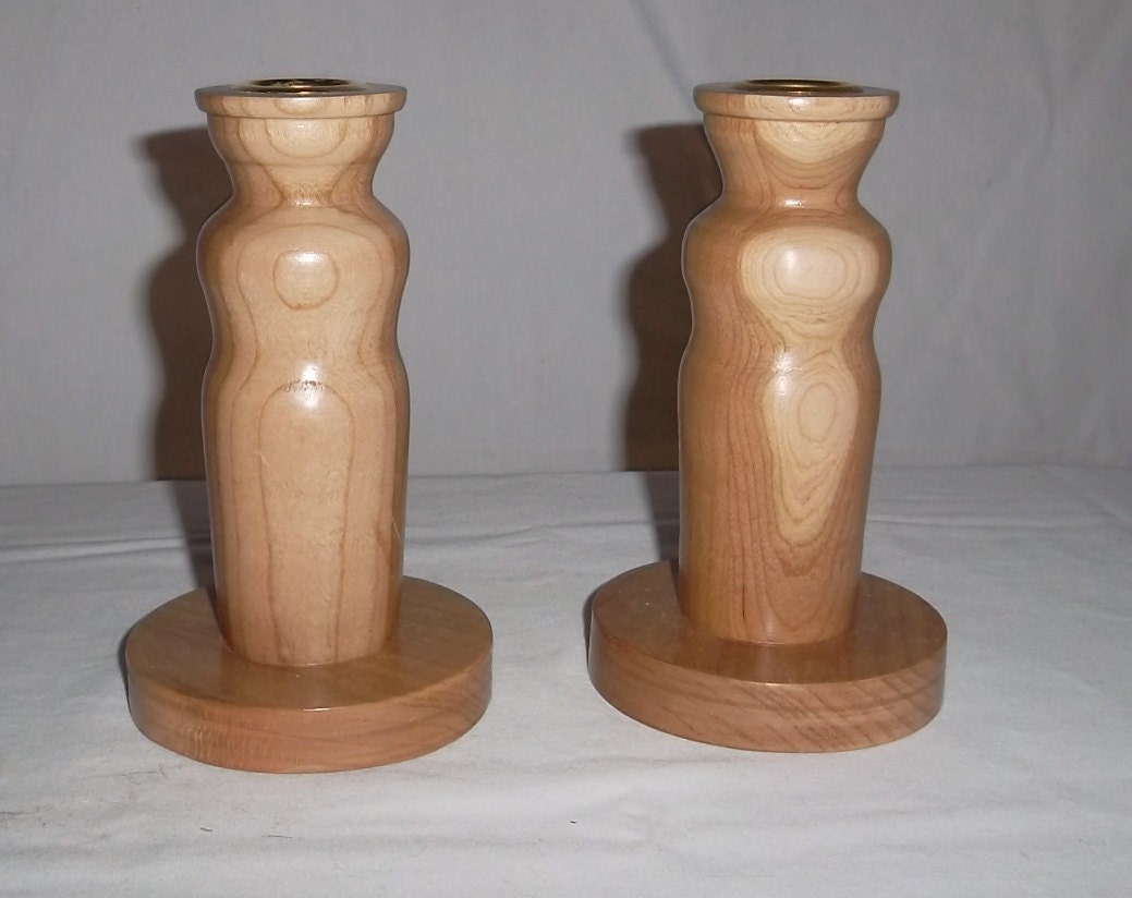 Handmade Wooden Candle Holders Made with Cherry Wood in a Classic Figure of a Woman