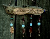 Seaglass and Gemstone, driftwood suncatcher