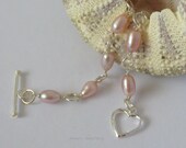 Rose Freshwater Bracelet, Sterling Silver Jewelry, Wire Wrapped Dainty Handmade Bracelet, Summer Fashion