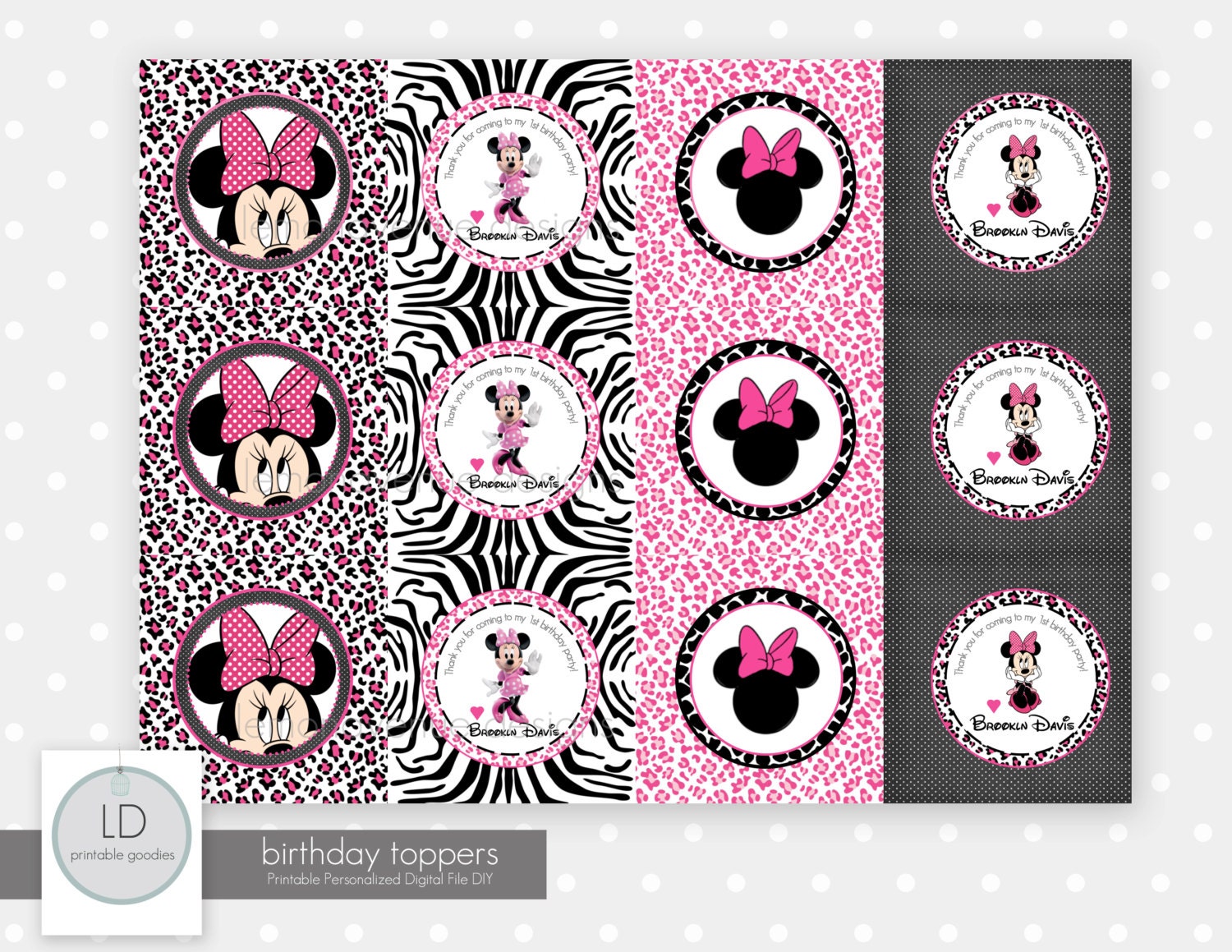 Minnie Mouse Thank You Favor Tags customized with name Il_170x135
