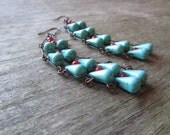 Turquoise earrings - long earrings - copper earrings - tuquoise red earrings -  - europeanstreetteam